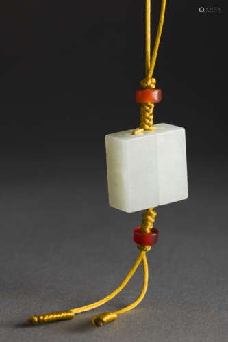 HeTian Jade hanging Ornament with Inscription