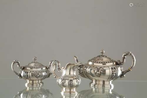800 silver milk jug, teapot, sugar bowl, g 1700 c