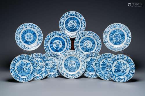 Lot 905: TWELVE CHINESE BLUE AND WHITE PLATES, KANGXI