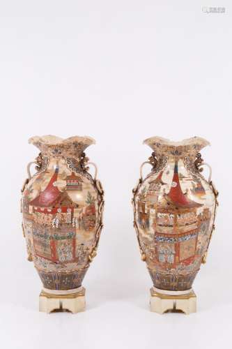 Pair of large ceramic vases. Japan. 19th c.