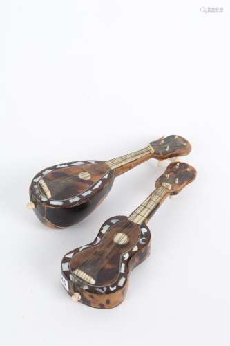 Two models of guitar and mandolin. Naples. 19th c