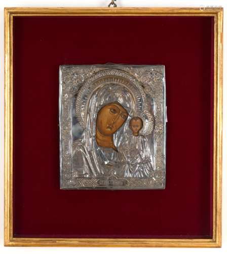 Russian icon with silver riza. Early 19th c