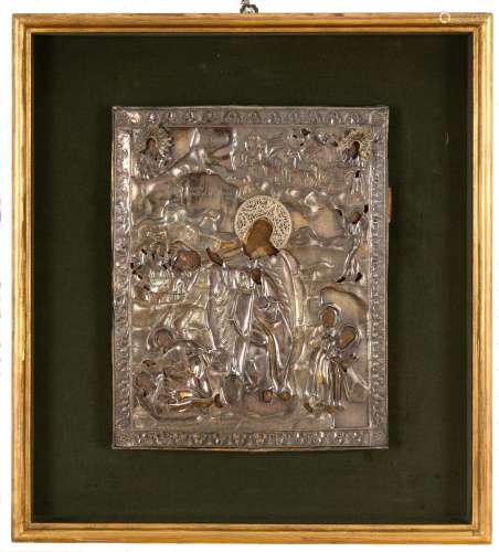 Russian icon with silver riza. Early 19th c