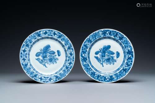 Lot 919: A PAIR OF CHINESE BLUE AND WHITE PLATES WITH FLOWER...