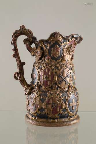 Polychrome terracotta jug. Late 19th c.