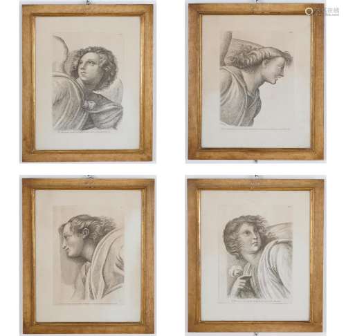 Four engravings on paper. 19th century