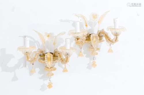 Pair of Murano glass sconces. Early 20th century