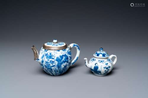 Lot 942: TWO CHINESE BLUE AND WHITE TEAPOTS AND COVERS, KANG...