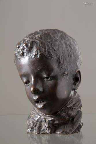 VINCENZO GEMITO. Bronze sculpture. Signed