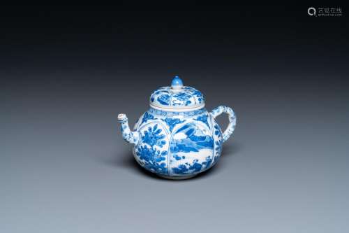Lot 951: A CHINESE BLUE AND WHITE TEAPOT AND COVER, KANGXI