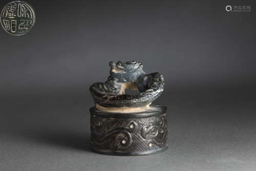 Stone Seal With Dragon Design from Qing