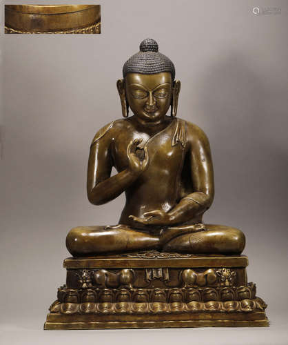 Copper and Silvering Sakyamuni Statue from 17th Century