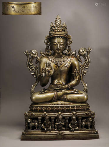 Copper inlaying with Silvering Buddha Figure from 17th Centu...