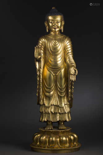 Copper and Golden Sakyamuni Statue