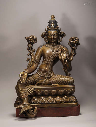 Copper and Silvering Tara Figure from 17th Century