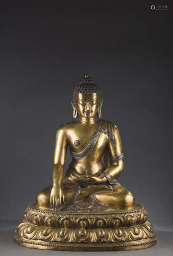 Copper and Golden Sakyamuni Statue