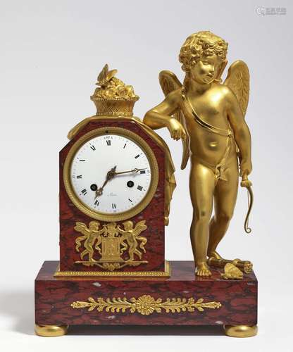 A pendulum clock with cupid