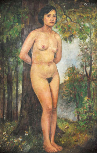 吕斯百 裸女 布面油画框