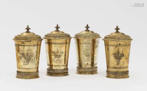 Four lidded cups with comital coat of arms