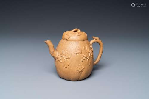 Lot 968: A CHINESE YIXING STONEWARE TEAPOT WITH SQUIRRELS AN...