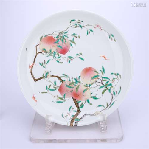 Famille rosed Plate with Peaches Design