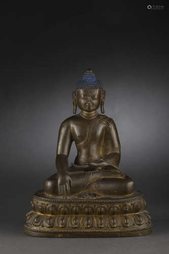 Copper Gilding Golden Sakyamuni Statue from Qing