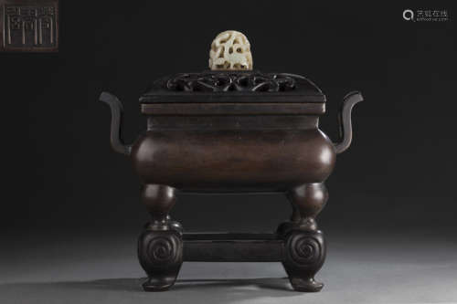 Copper Squared Censer from Qing