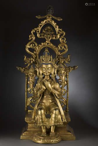 Copper and Golden Tara Statue from Qing