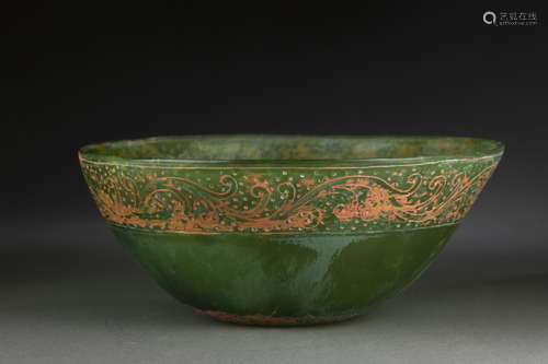 Glassware Tracing Golden Bowl from Qing