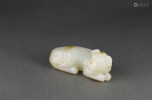 Jade Ornament in Dog form from Qing