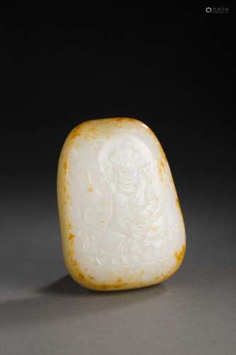 HeTian Jade Ornament in Buddhist Design