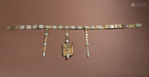 Tang Dynasty Hetian jade belt silver gilt