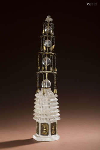 Liao Dynasty bronze gilt crystal tower