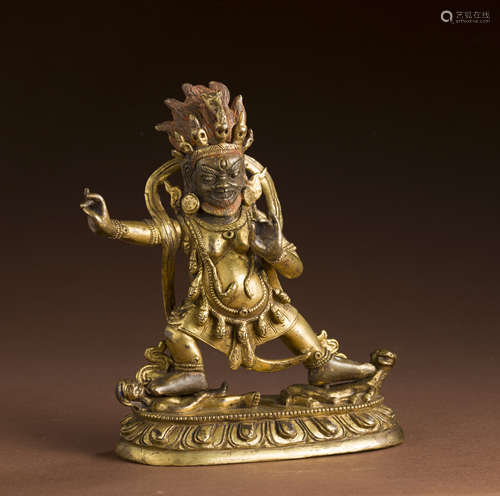 Qing dynasty bronze gilt statue