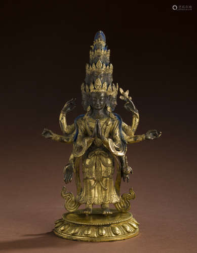 Qing Dynasty bronze gilt Buddha statue