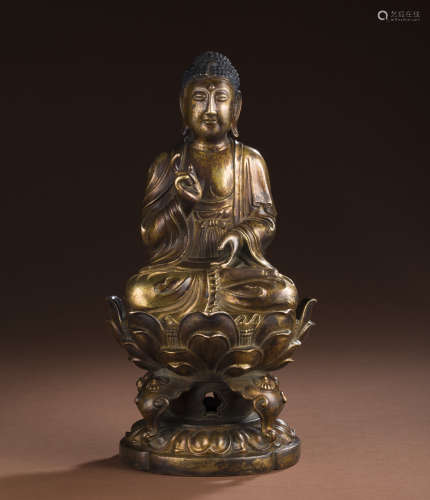 Liao Dynasty bronze gilt Buddha statue
