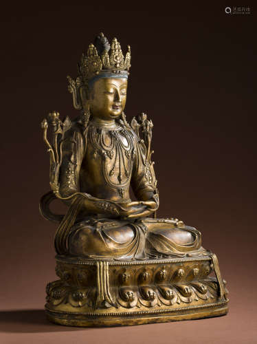 Qing Dynasty bronze gilt Buddha statue