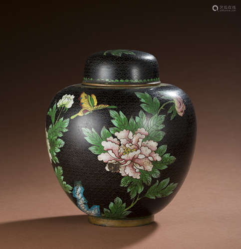 Cloisonne tea tin from the Qing Dynasty