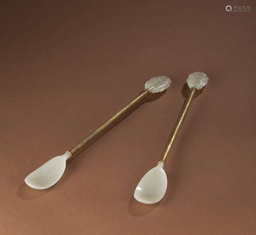 Song Dynasty Hetian jade gilt spoon