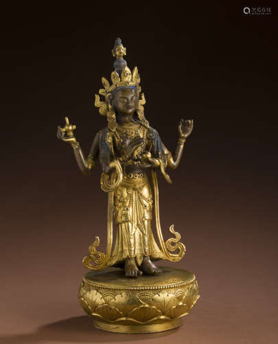 Qing Dynasty bronze gilt Buddha statue