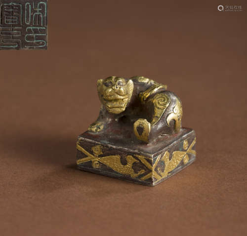 Ancient Chinese silver gilt seal