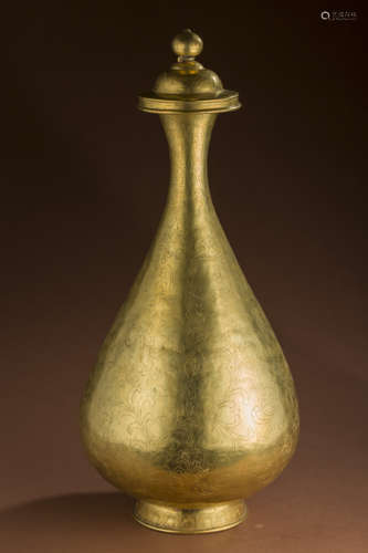 Yuan dynasty silver gilt vase