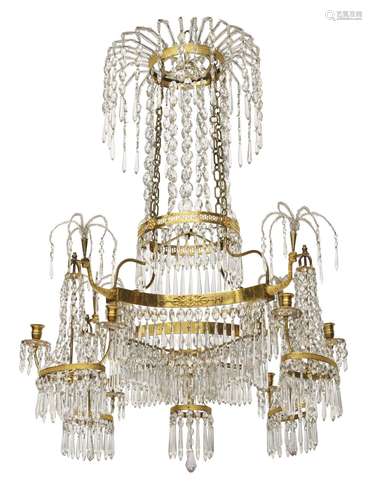 An eight-light chandelier