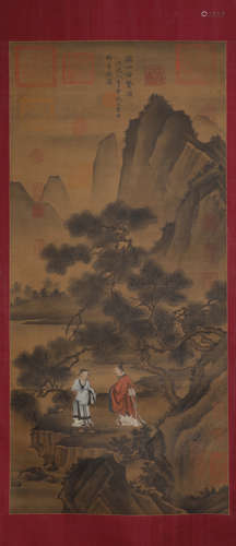 Hongwu's imperial pen visiting sages in the mountains on sil...