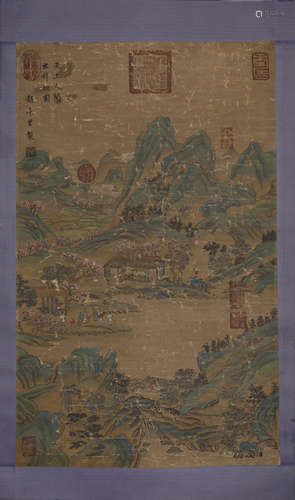 A vertical scroll on silk by Zhao Boju in song Dynasty