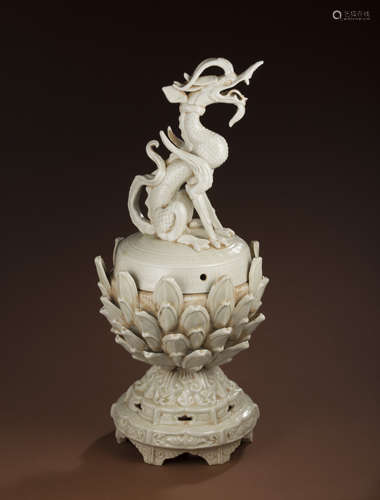 Dragon incense burner in Ding kiln in Song Dynasty