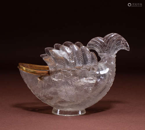 Song Dynasty gold - encased crystal fish - shaped cup