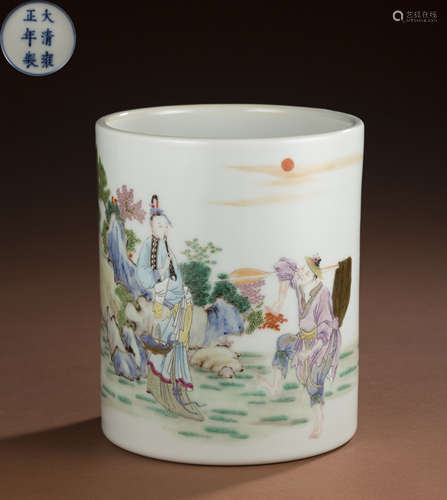 Qing Dynasty porcelain pen holder