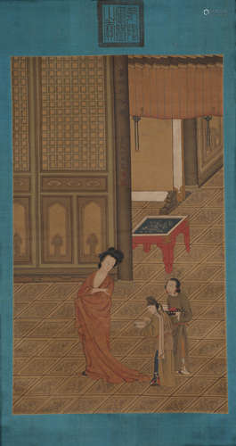 Silk scroll of Imperial Concubine Qiu Ying bath in Ming Dyna...