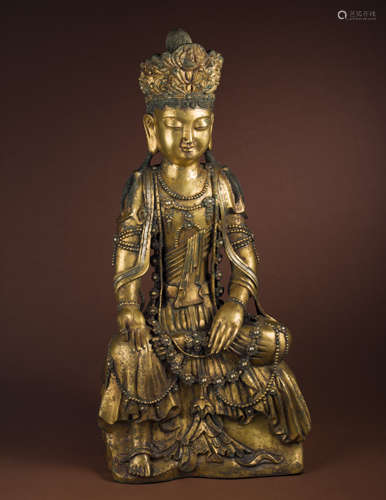 Liao Dynasty bronze gilt Bodhisattva statue